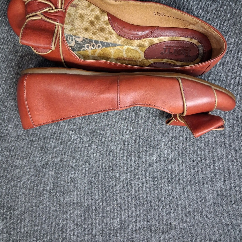 Born Leather Ballet Flats Orange Bow Slip On Shoes W92152 VBEJ10 Womens 8.5 40 - Picture 14 of 15